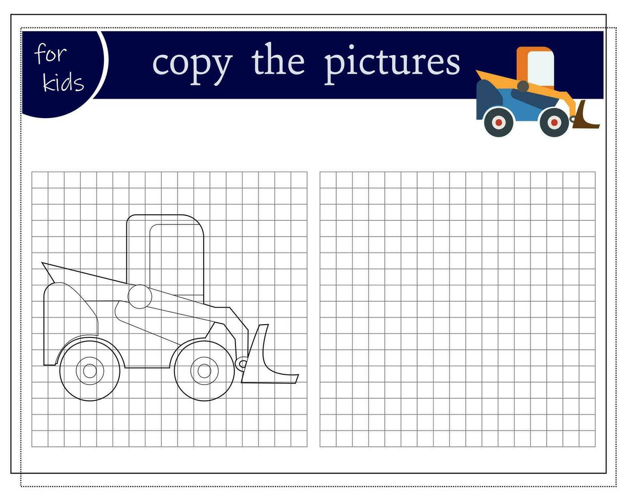 kopiëren een afbeelding, een leerzaam spel voor kinderen, een tekenfilm auto, een cabriolet. vector illustratie Aan een wit achtergrond