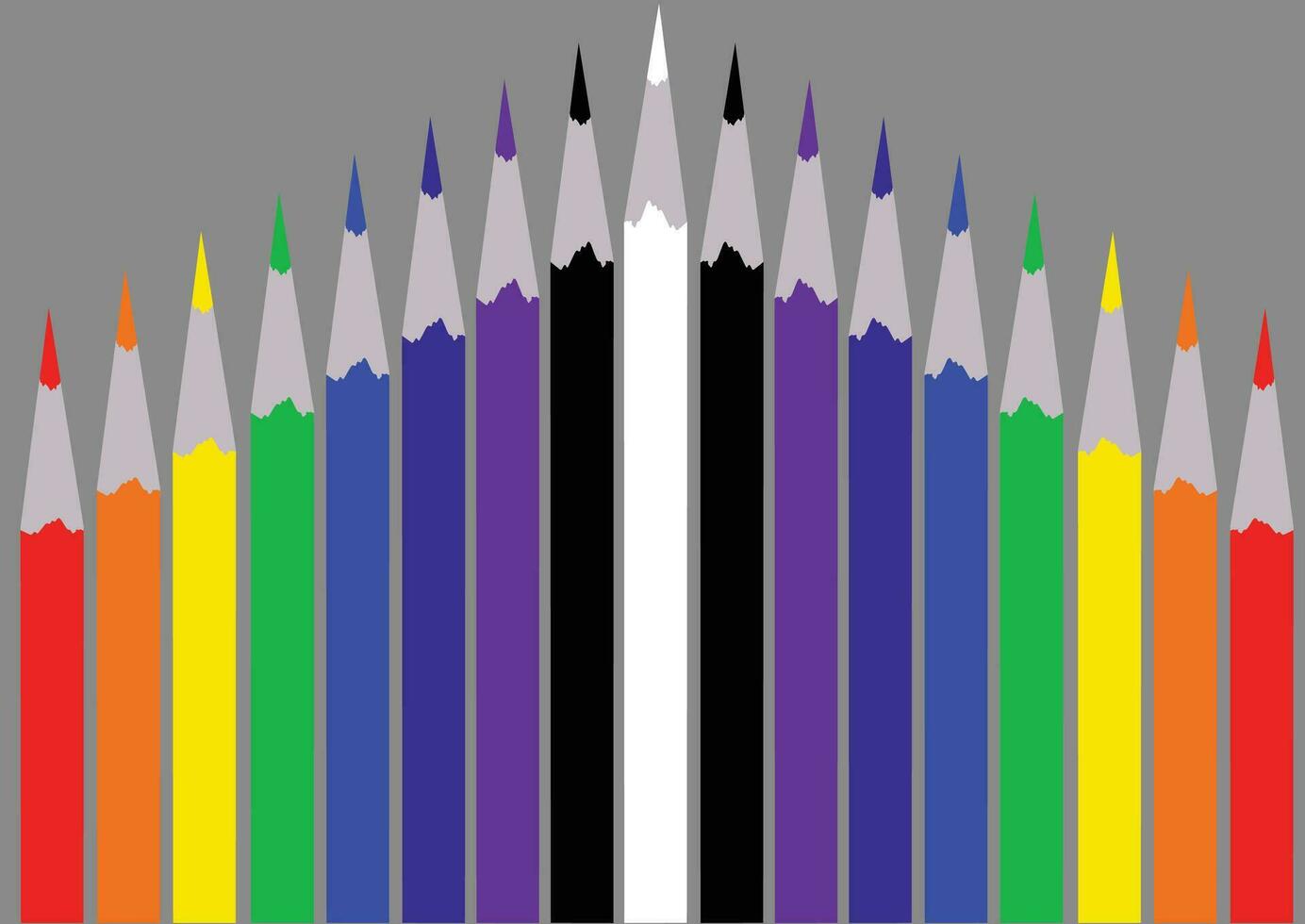 reeks van multi gekleurde potloden in roygbiv vector