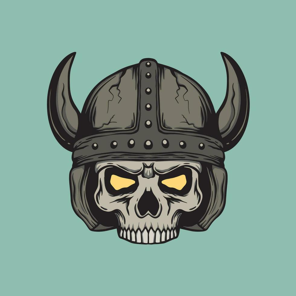 schedel viking kunst illustratie hand- getrokken stijl premie vector voor tatoeëren sticker logo enz