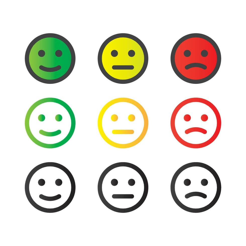 vector beoordeling emotie gezichten verdrietig gelukkig humeur pictogrammen emoji pictogrammen tevredenheid niveau terugkoppeling illustratie premie ontwerp vector eps10