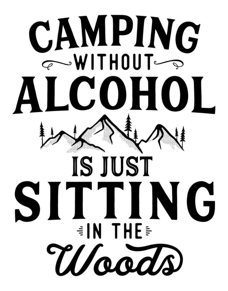 grappig camping buitenshuis poster citaat vector