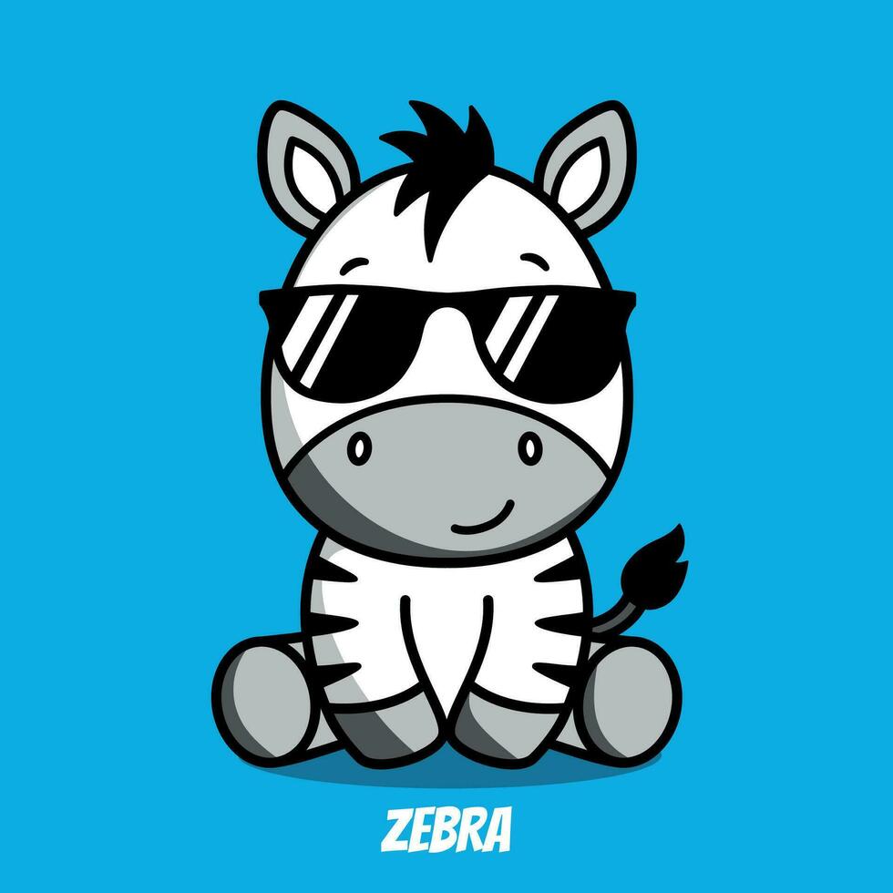 zebra met zonnebril schattig vector