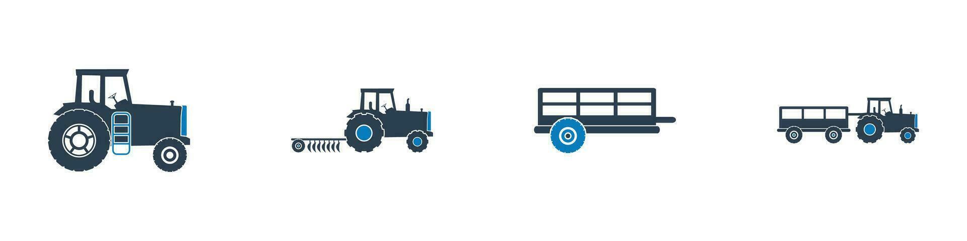 trekker en trolley icoon set. bewerkbare vlak vector illustratie.