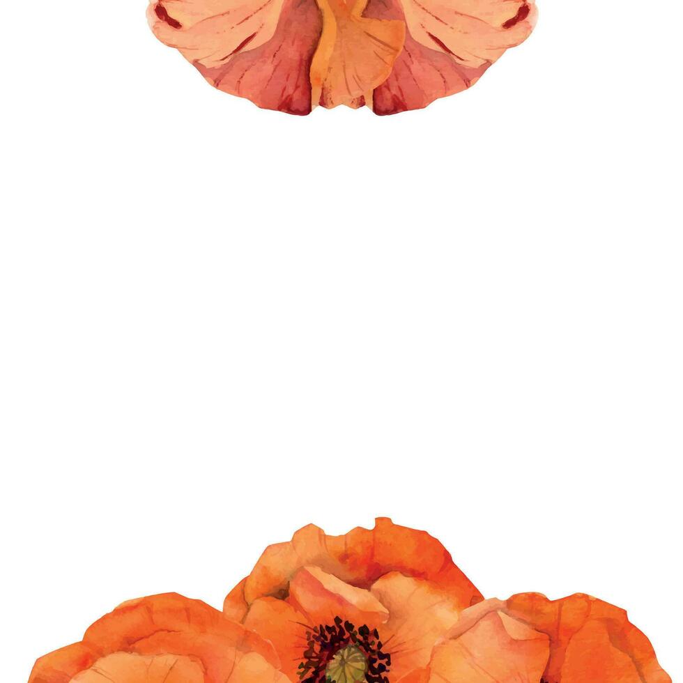 waterverf cirkel kader arrangement met hand- getrokken zomer helder rood papaver bloemen. geïsoleerd Aan wit achtergrond. ontwerp voor uitnodigingen, bruiloft, liefde of groet kaarten, papier, afdrukken, textiel vector