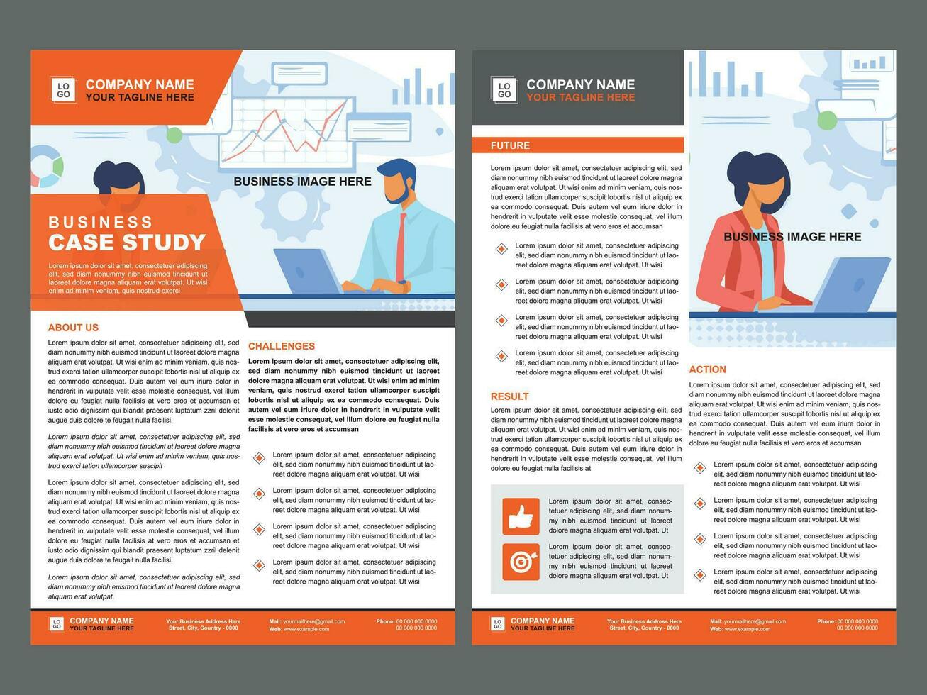 case study-sjabloon voor bedrijven vector