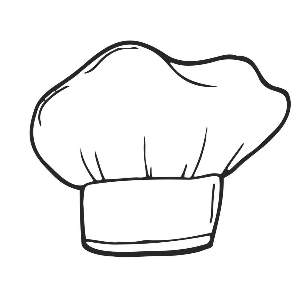 uniform petten voor keuken personeel in tekening stijl. klassiek chef toque en bakker hoed. vector hand- getrokken illustratie Aan wit achtergrond