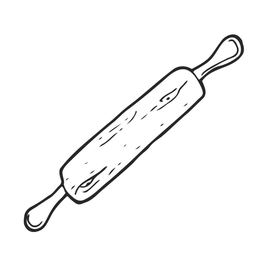 rollend pin tekening icoon geïsoleerd keuken gereedschap in vector