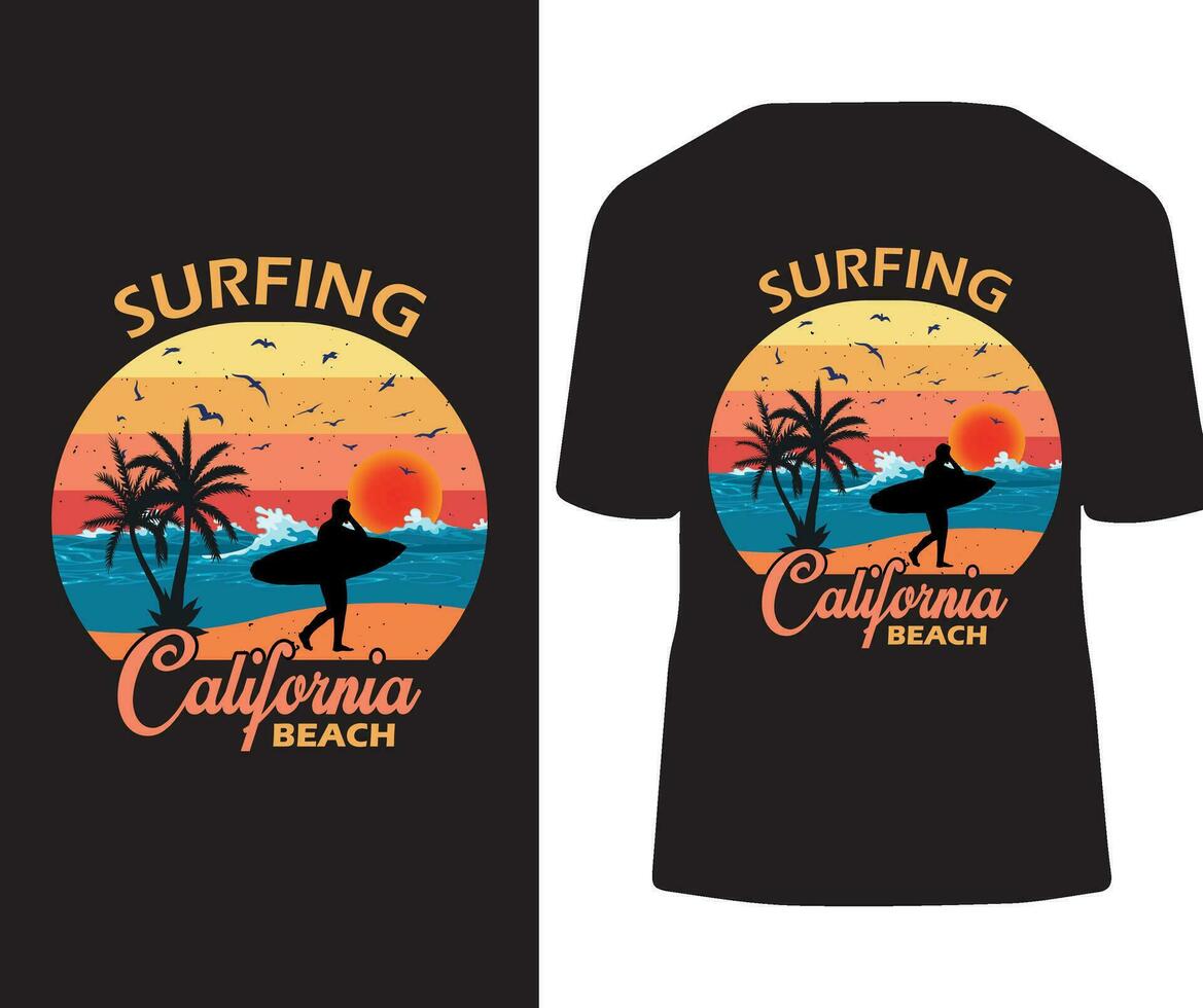 surfing Californië strand t-shirt ontwerp vector