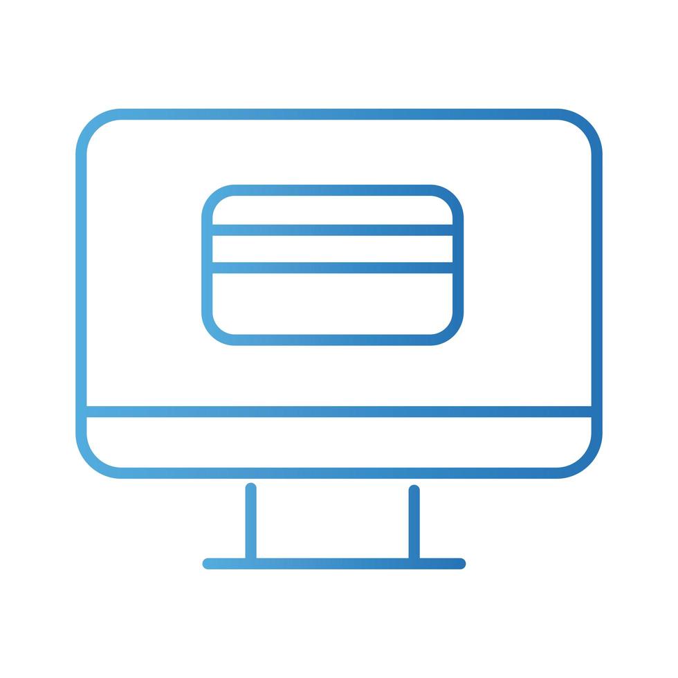 creditcard met desktopbetaling online gradiëntstijl vector