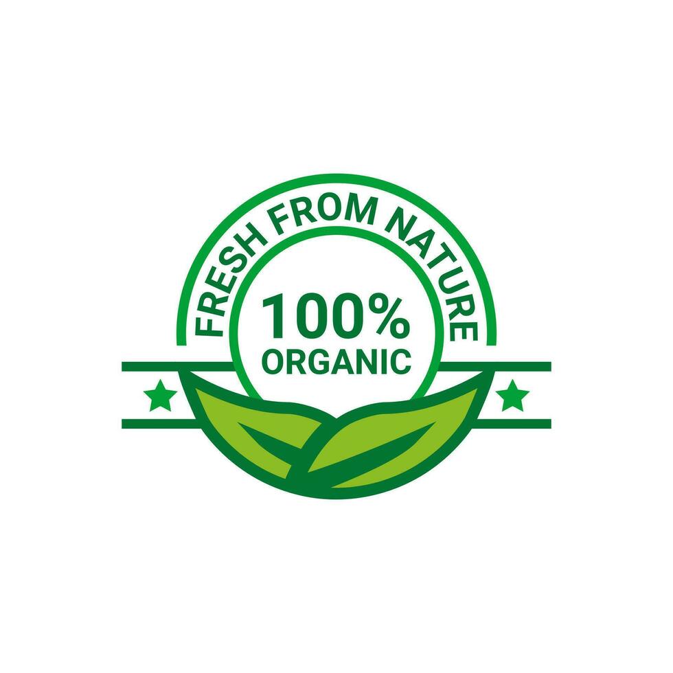 vers blad 100 biologisch natuurlijk insigne etiket zegel sticker logo ontwerp sjabloon vector