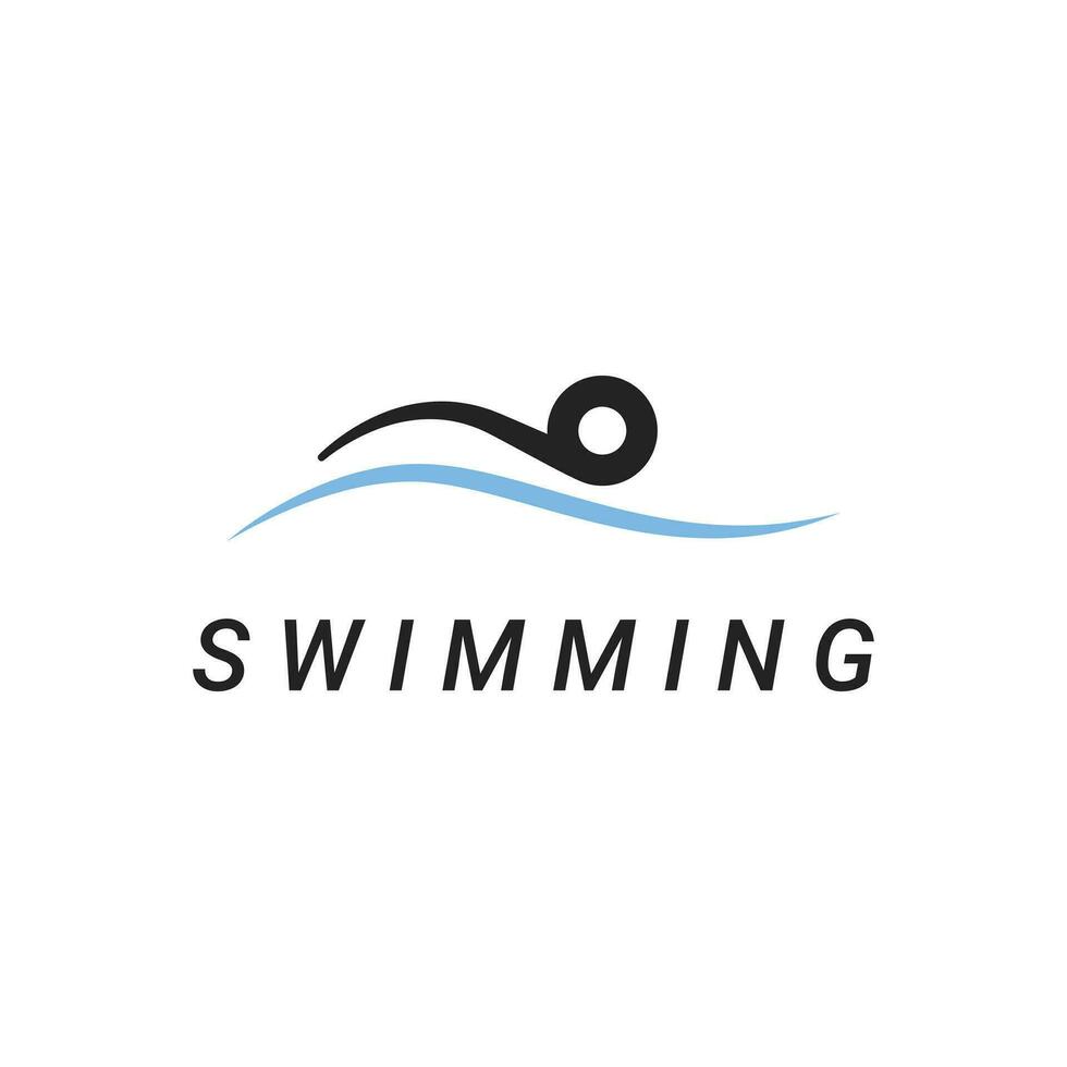 lijn atleet zwemmen met water rivier- zee Golf voor zwemmen zwembad sport logo ontwerp idee vector
