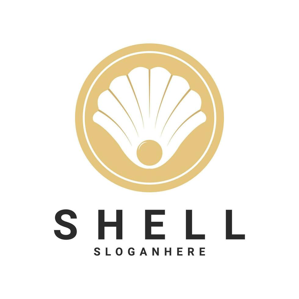 schoonheid zeeschelp schulp schelp cirkel embleem gemakkelijk silhouet logo ontwerp vector