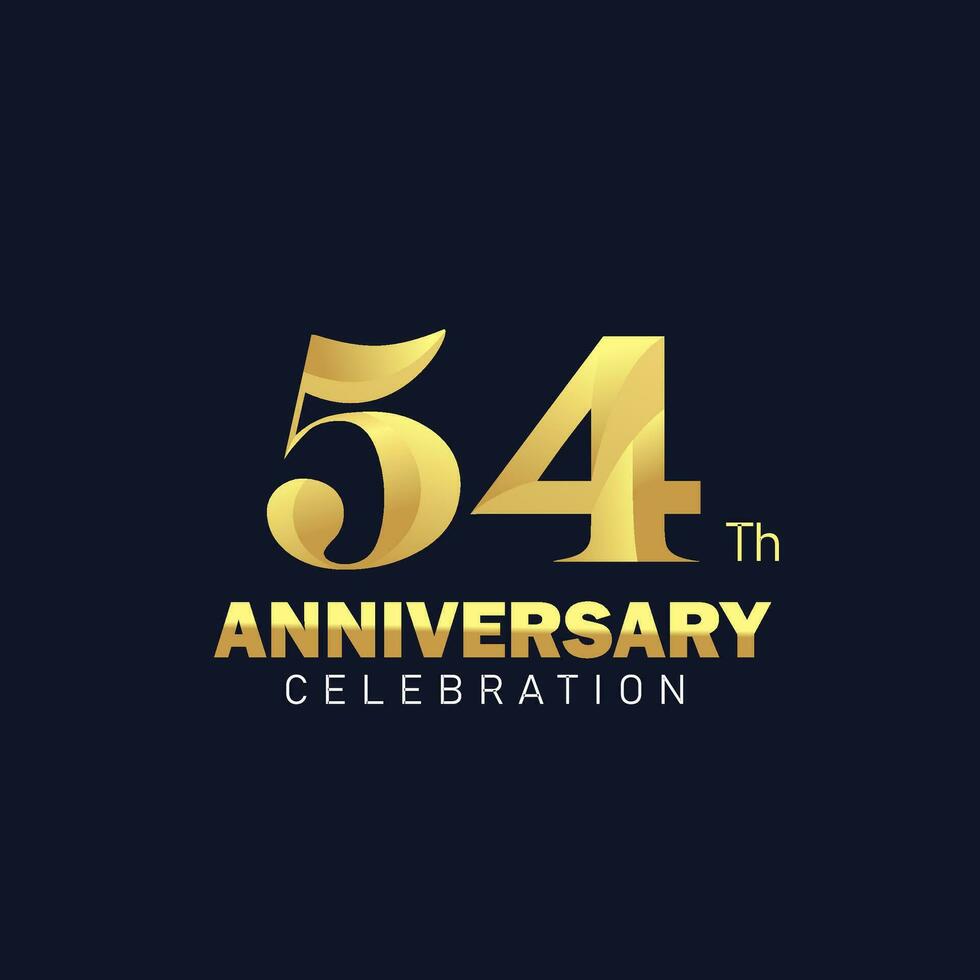 gouden 54e verjaardag logo ontwerp, luxueus en mooi pik gouden kleur voor viering evenement, bruiloft, groet kaart, en uitnodiging vector