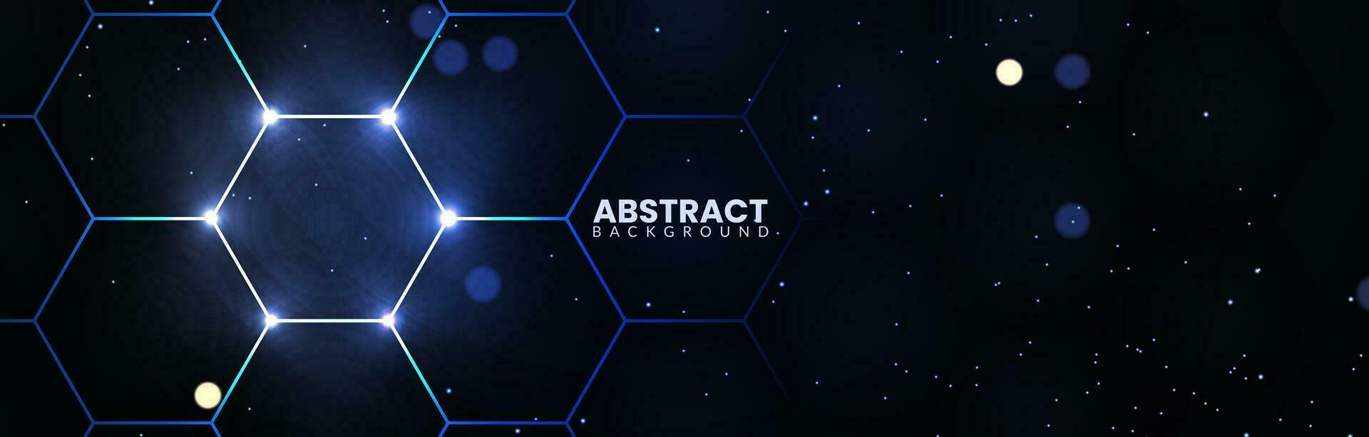futuristische zeshoekig achtergrond met gloeiend blauw neon licht. abstract technologie ontwerp Aan een donker veelhoekige achtergrond vector