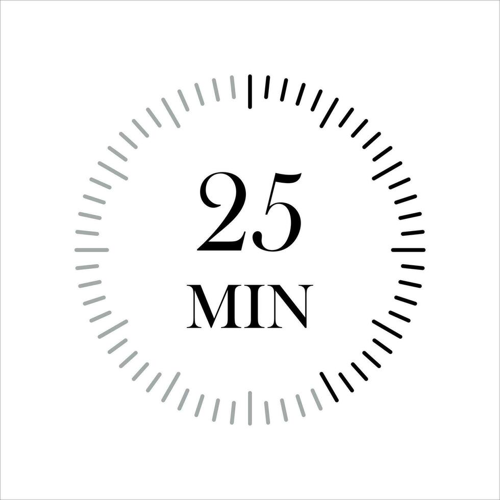 25 minuten timers klokken, timer 25 min icoon. vector