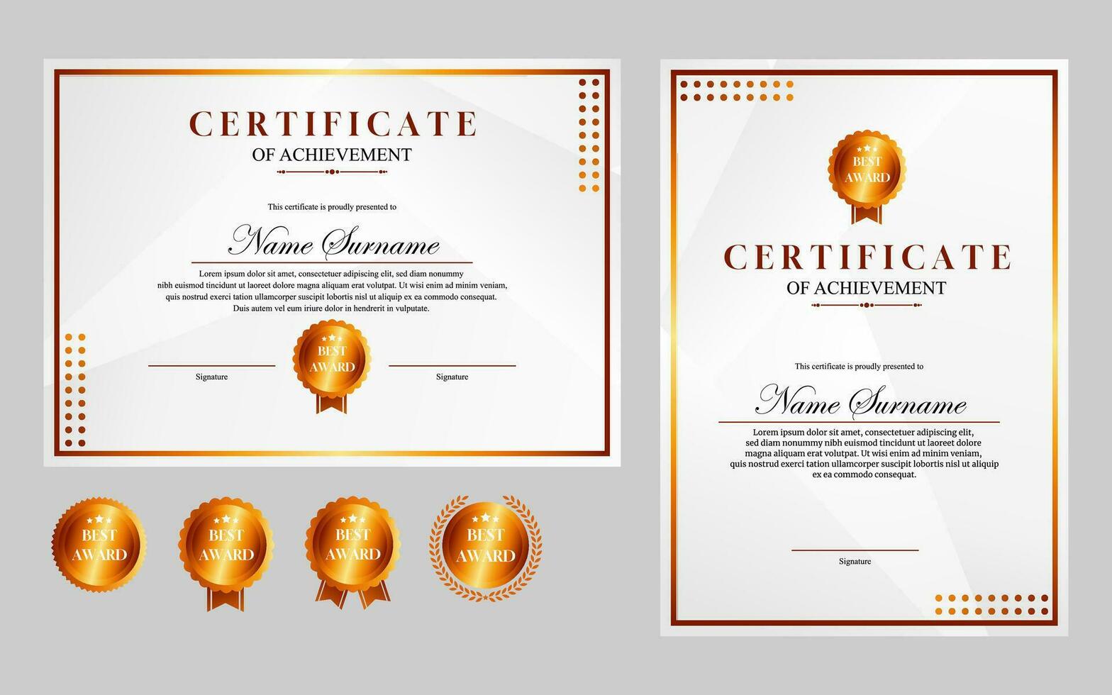 certificaat ontwerp gemakkelijk modern a4 luxe certificaat goud kleur vector