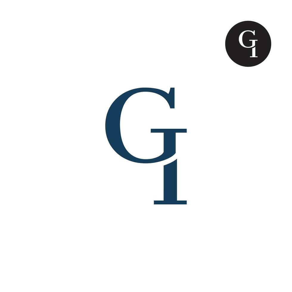 luxe modern serif brief gi monogram logo ontwerp vector