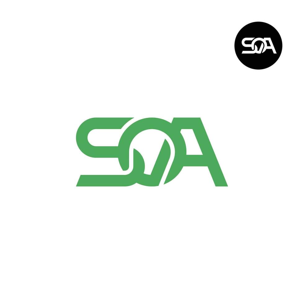 brief soa monogram logo ontwerp vector