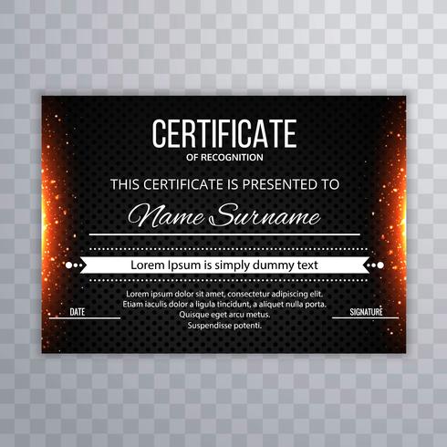 Moderne gloeiende certificaatsjabloon achtergrond vector