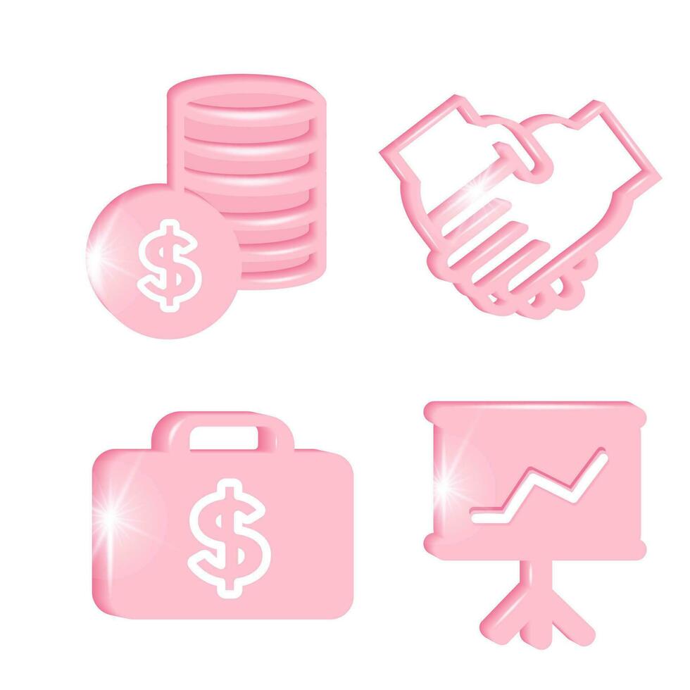 financiën pictogrammen in roze kleuren vector