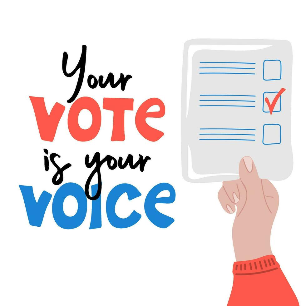 uw stemmen is uw stem. hand- Holding stemmen papier vector