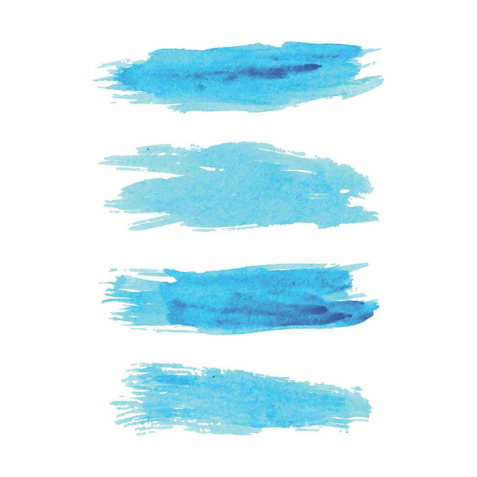 vector blauw inkt waterverf borstel structuur set, blauw vector inkt borstel beroerte verzameling, abstract borstel elementen ontwerp