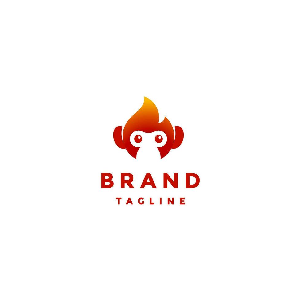 gemakkelijk rood brand aap logo ontwerp. pret brand aap hoofd mascotte ontwerp. vector