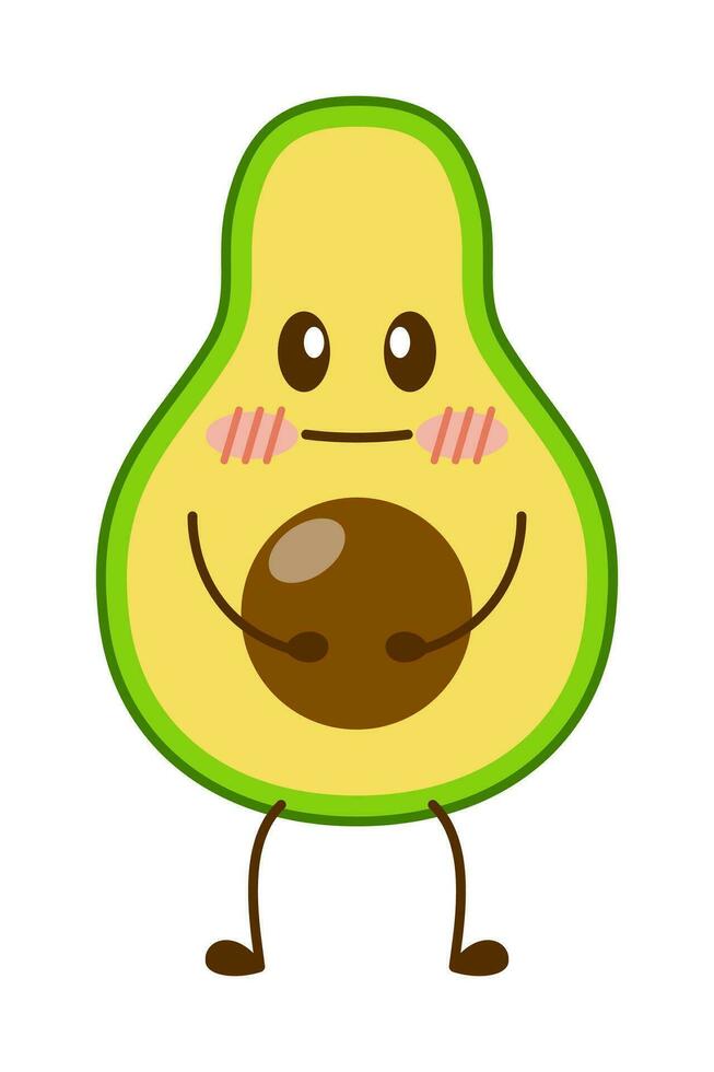 avocado tekenfilm karakter mascotte ontwerp van illustratie. schattig avocado tekenfilm sticker. avocado emoticon. vector