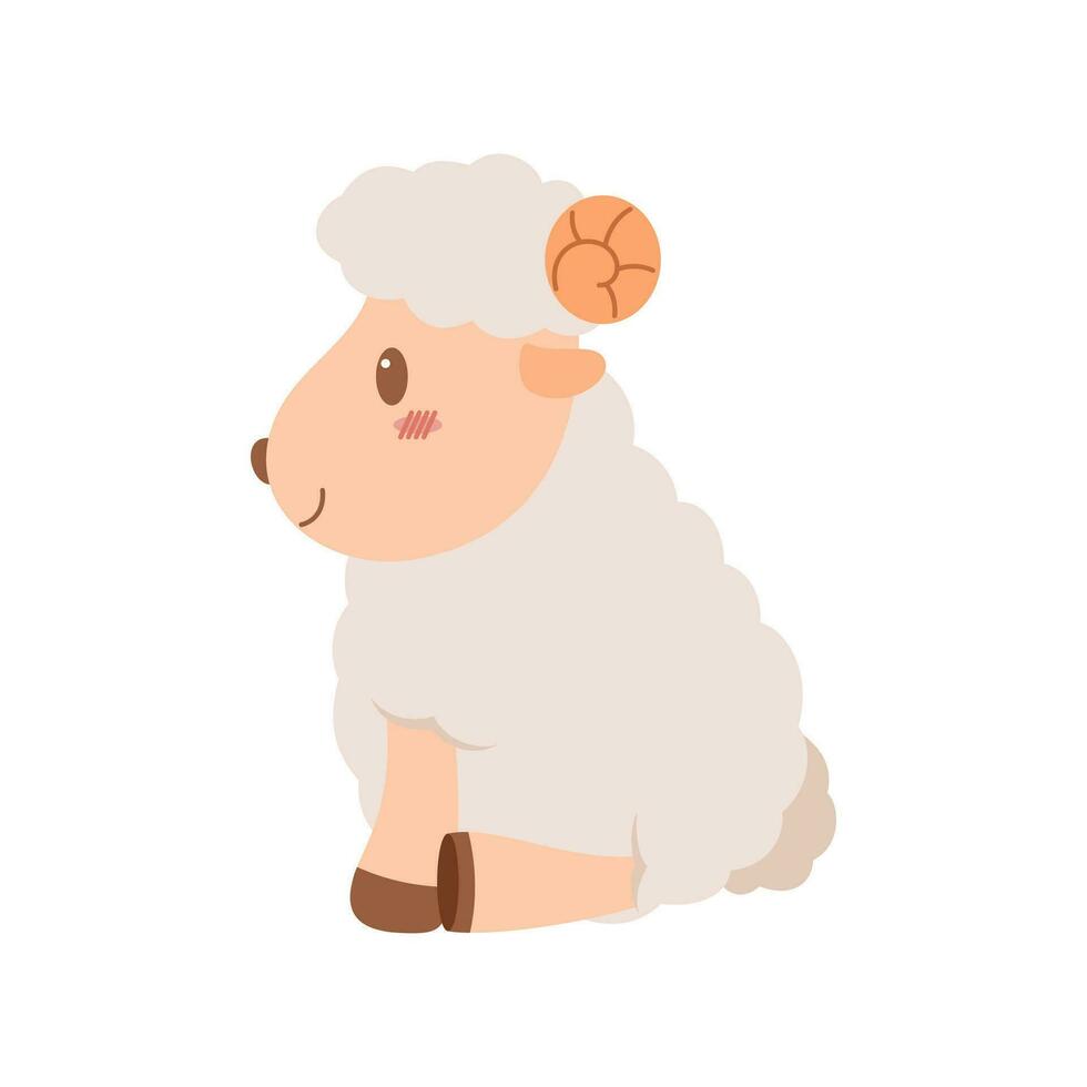 schattig schapen mascotte tekenfilm illustratie. schattig dier karakter voor kinderkamer, mascotte, eid al-adha element ontwerp vector