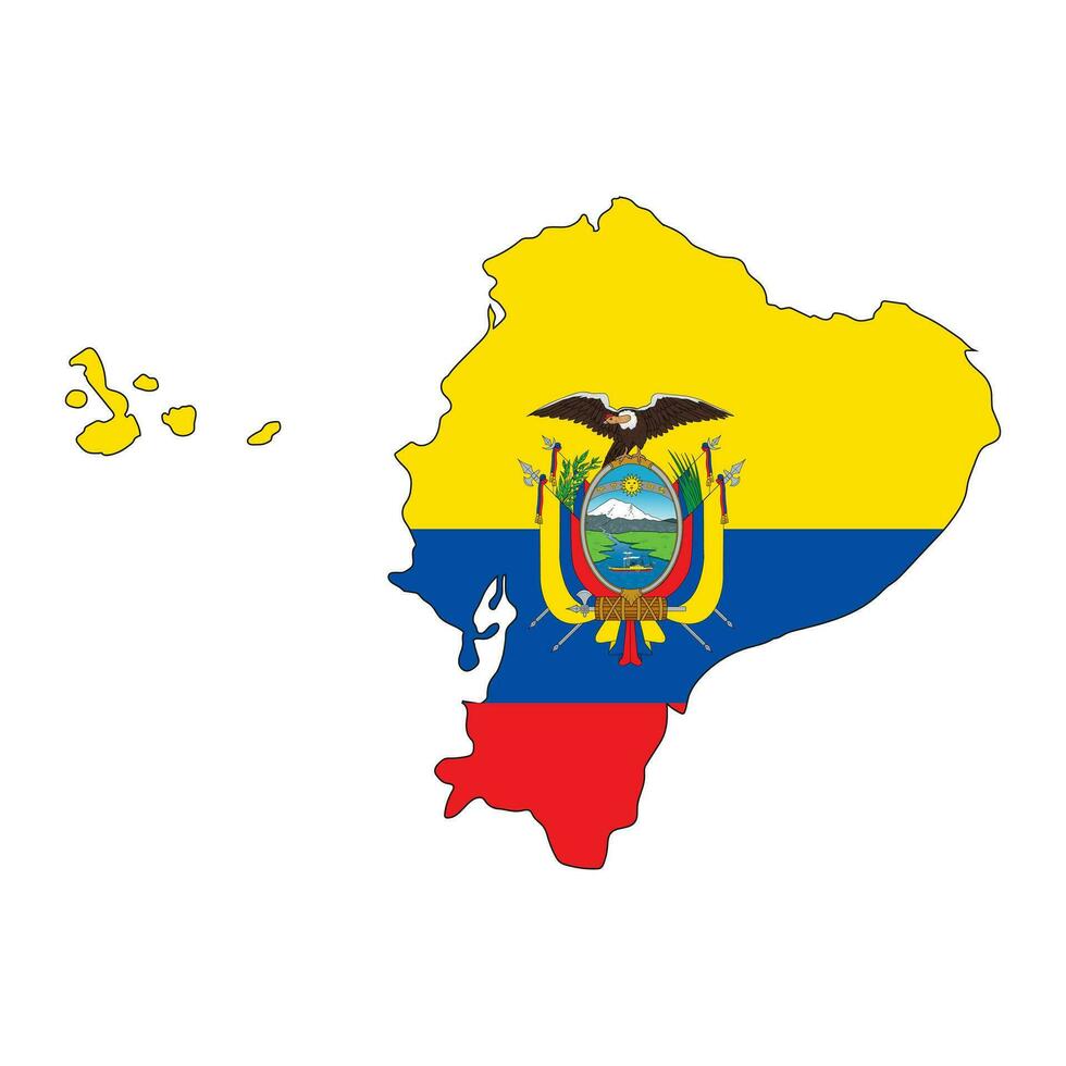 Ecuador kaart silhouet met vlag geïsoleerd Aan wit achtergrond vector