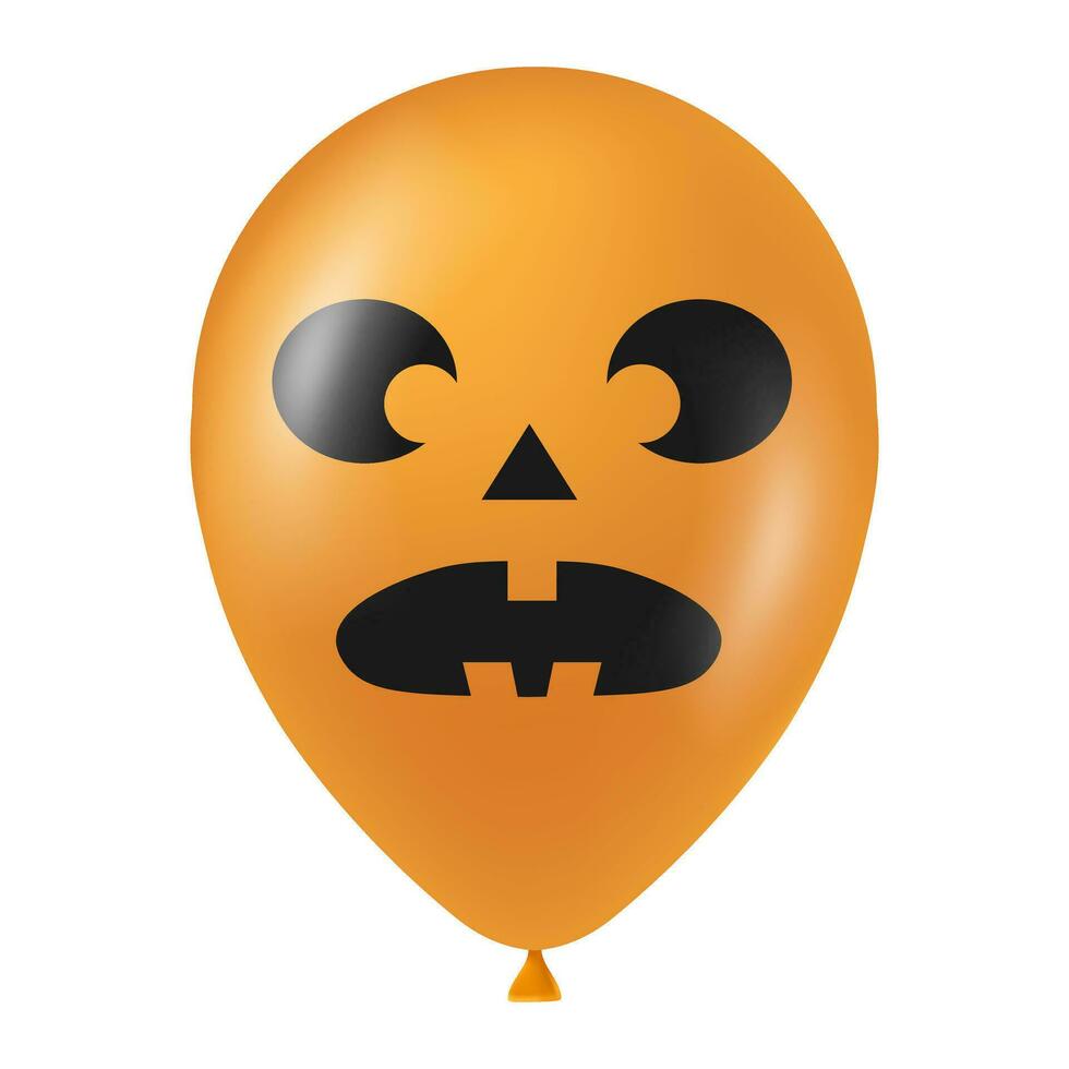 halloween oranje ballon illustratie met eng en grappig gezicht vector