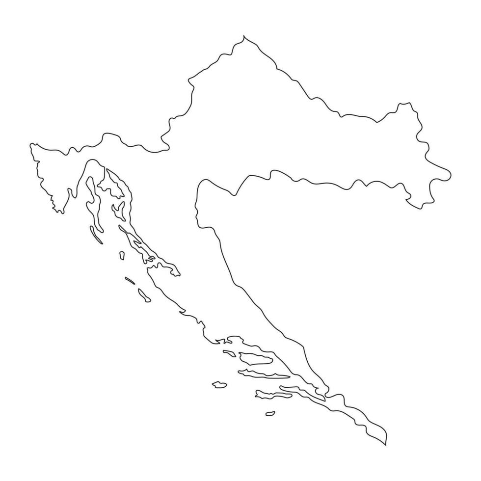 zeer gedetailleerde kaart van kroatië met randen geïsoleerd op de achtergrond vector
