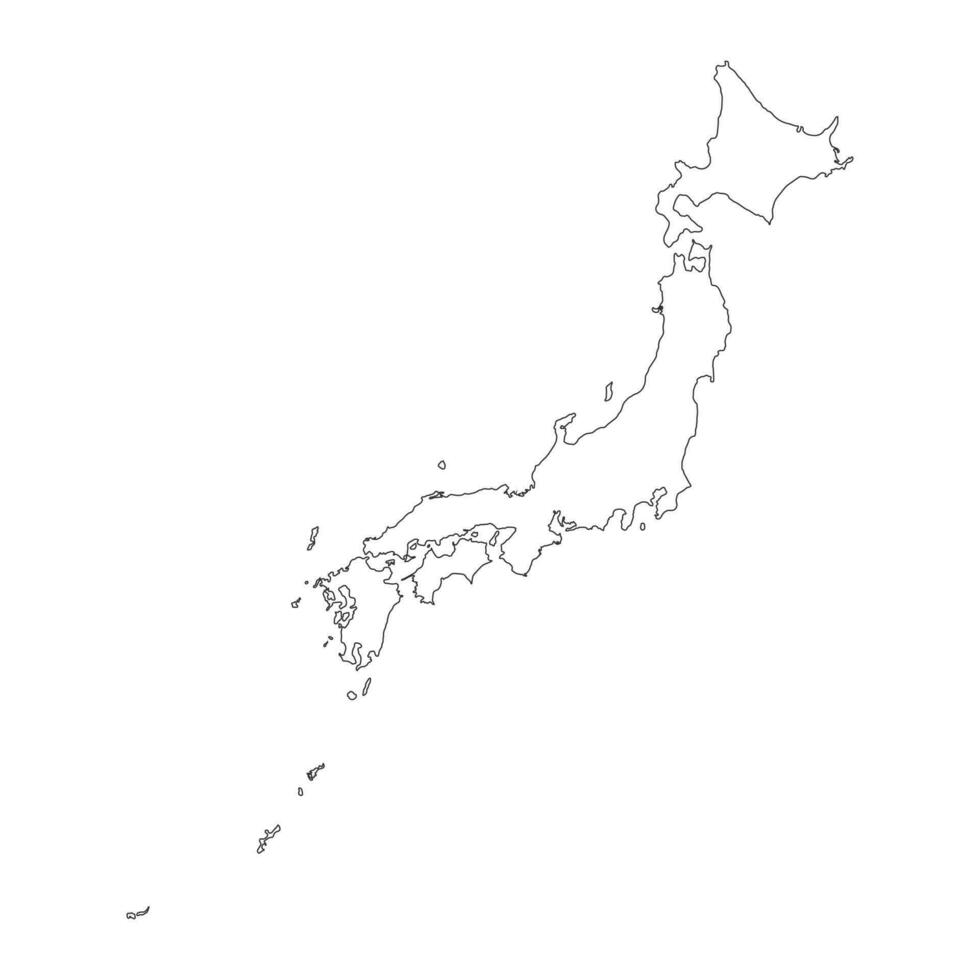 zeer gedetailleerde japan kaart met randen geïsoleerd op background vector