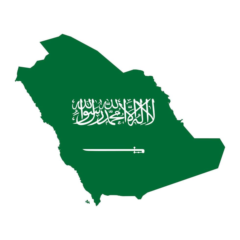 saudi Arabië kaart silhouet met vlag geïsoleerd Aan wit achtergrond vector