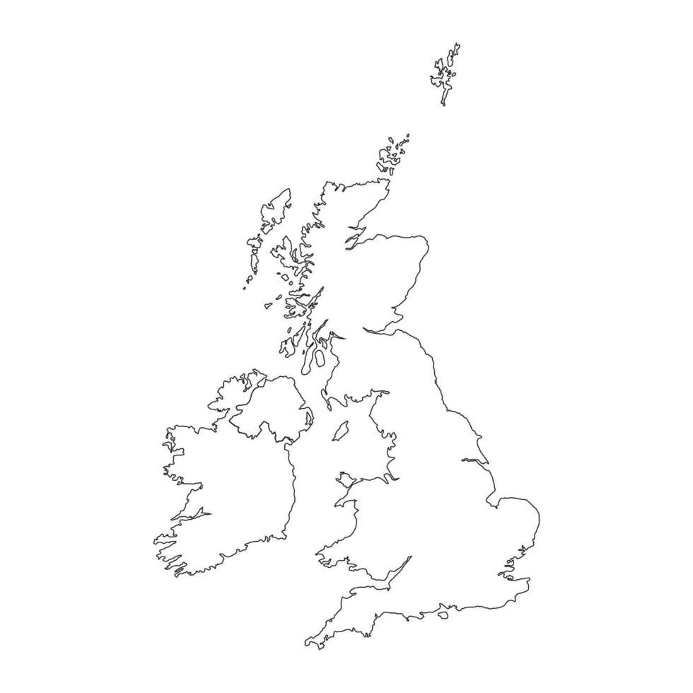 zeer gedetailleerde kaart van het verenigd koninkrijk met randen geïsoleerd op de achtergrond vector