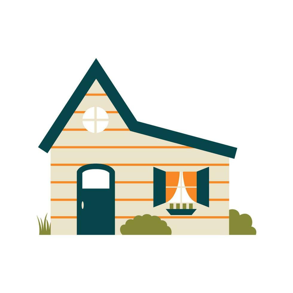 schattig karton huis vector illustratie. de familie huis icoon geïsoleerd Aan wit achtergrond. buurt met huizen geïllustreerd.