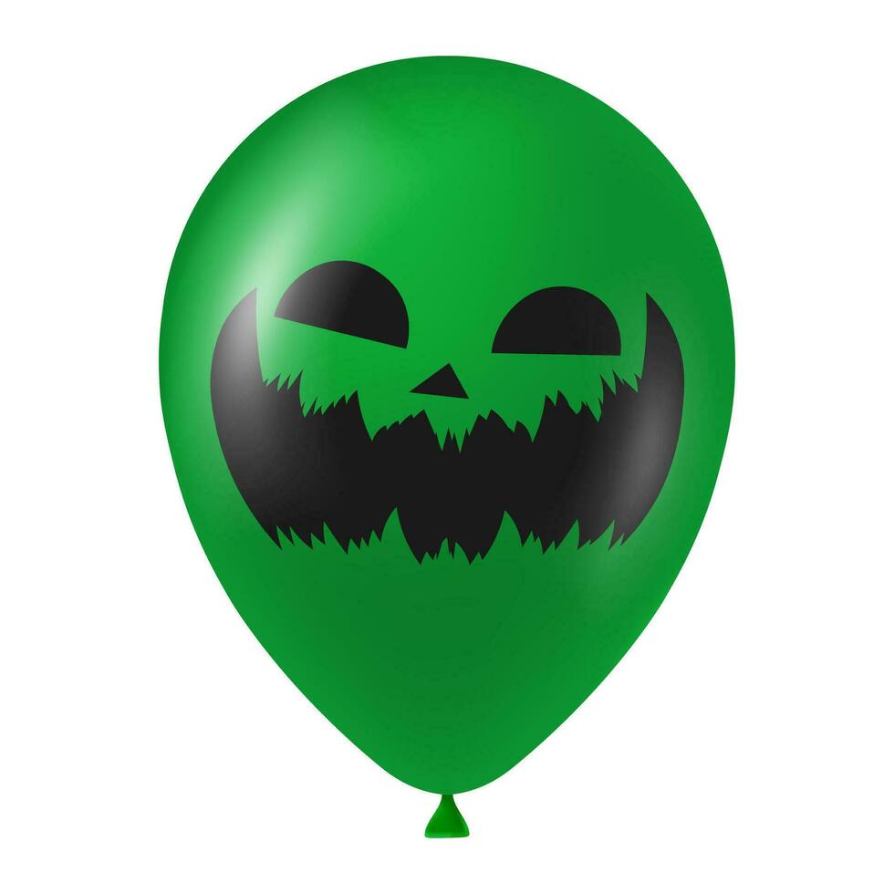 halloween groen ballon illustratie met eng en grappig gezicht vector