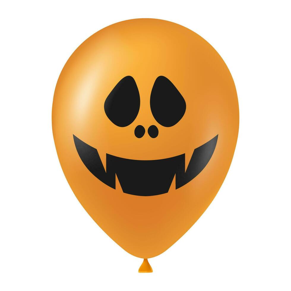 halloween oranje ballon illustratie met eng en grappig gezicht vector