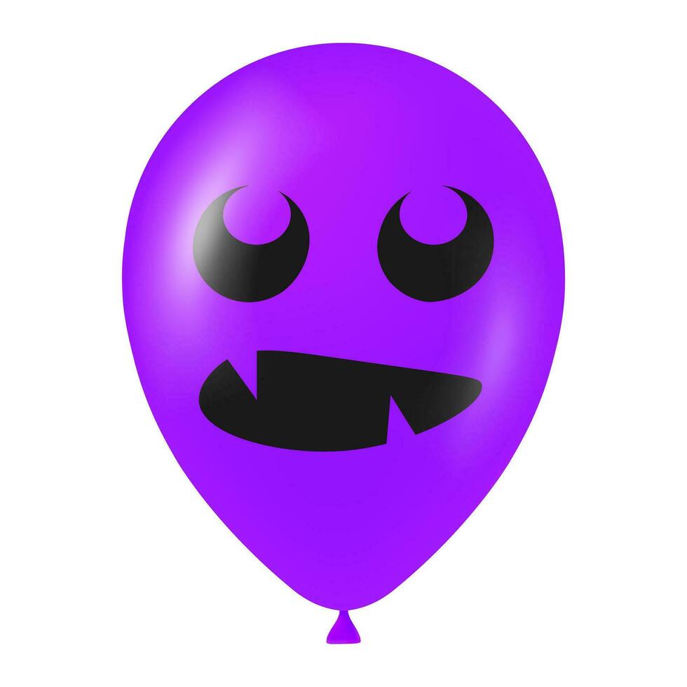 halloween Purper ballon illustratie met eng en grappig gezicht vector