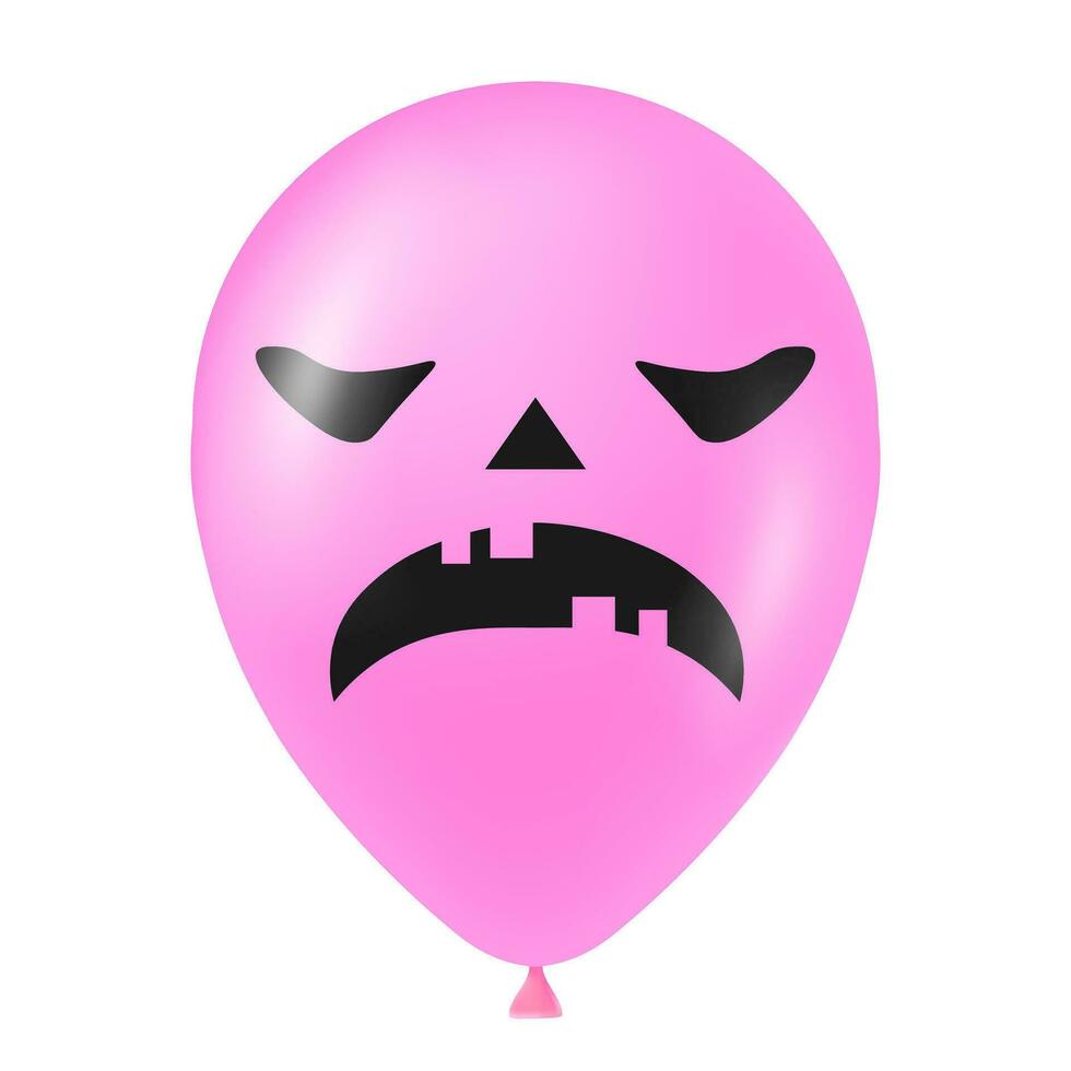 halloween roze ballon illustratie met eng en grappig gezicht vector