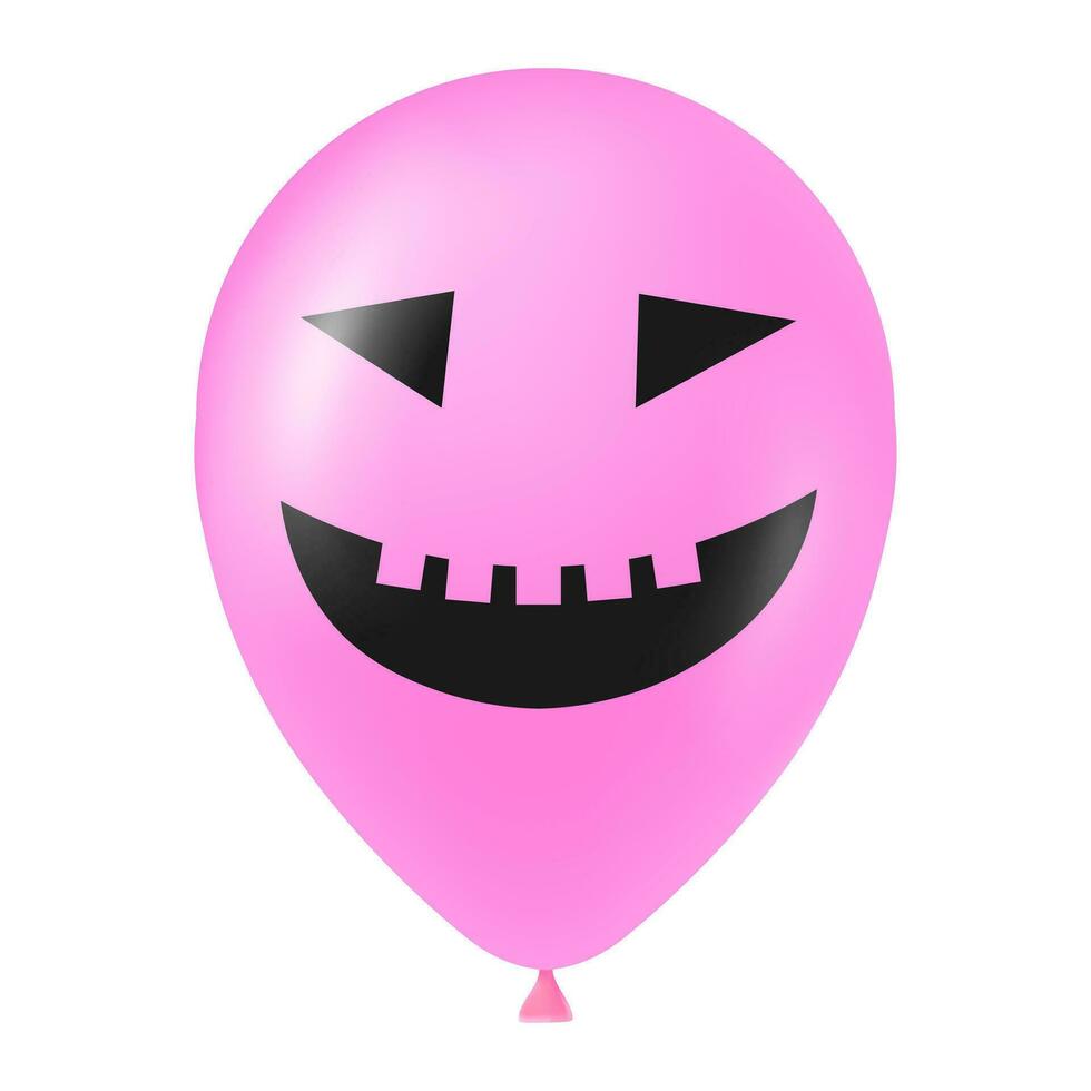 halloween roze ballon illustratie met eng en grappig gezicht vector