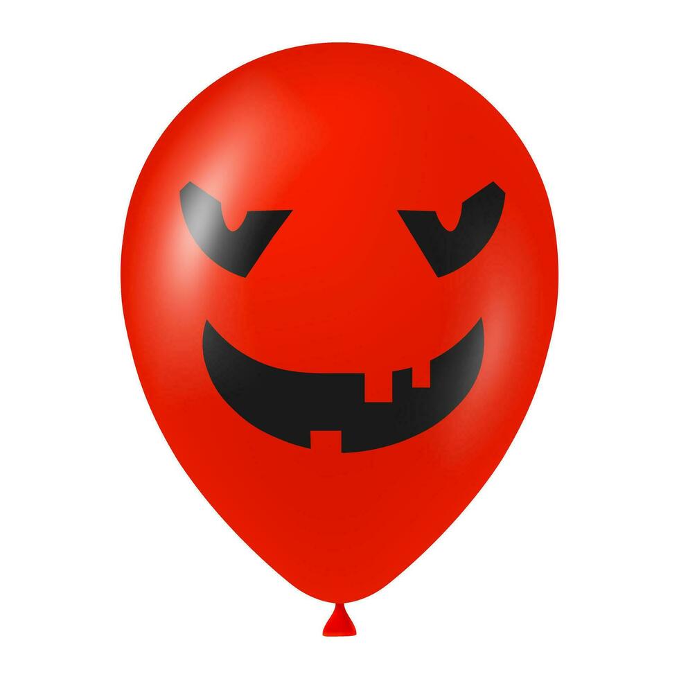halloween rood ballon illustratie met eng en grappig gezicht vector