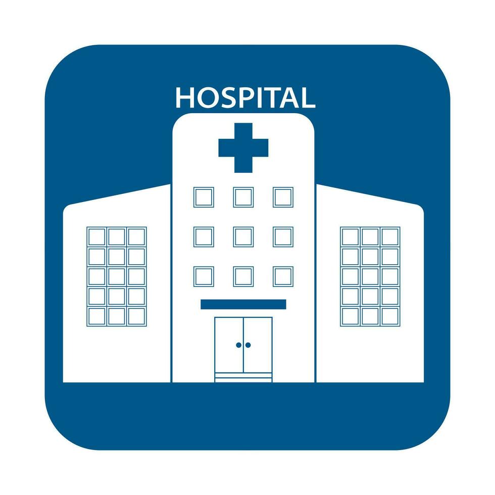 platte ontwerp gezondheidszorg ziekenhuis pictogram. medisch concept met ziekenhuisgebouw vector