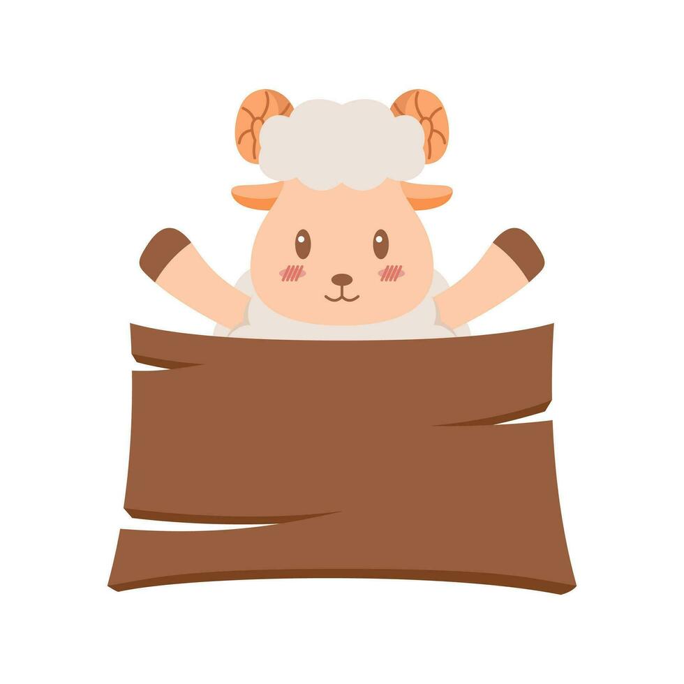 schattig schapen mascotte tekenfilm illustratie. schattig dier karakter voor kinderkamer, mascotte, eid al-adha element ontwerp vector