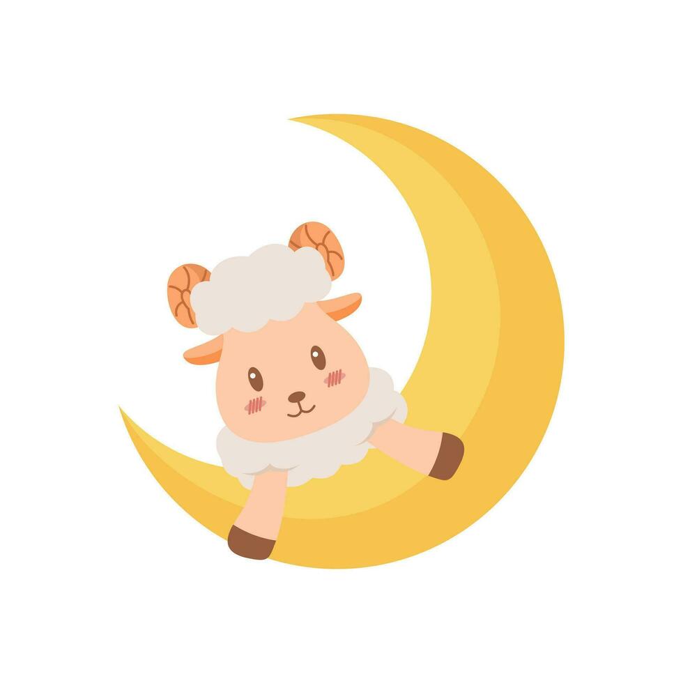 schattig schapen mascotte tekenfilm illustratie. schattig dier karakter voor kinderkamer, mascotte, eid al-adha element ontwerp vector