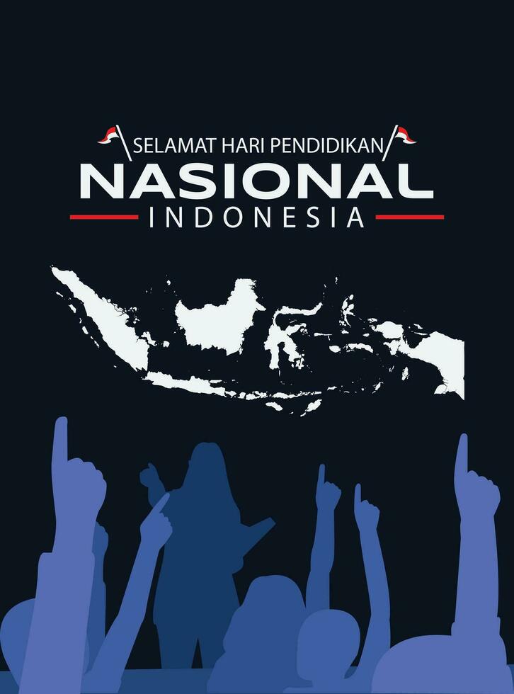 gedenkteken dag poster ontwerp Indonesisch nationaal opleiding, met een silhouet achtergrond van onderwijs en aan het leren activiteiten in scholen. vector