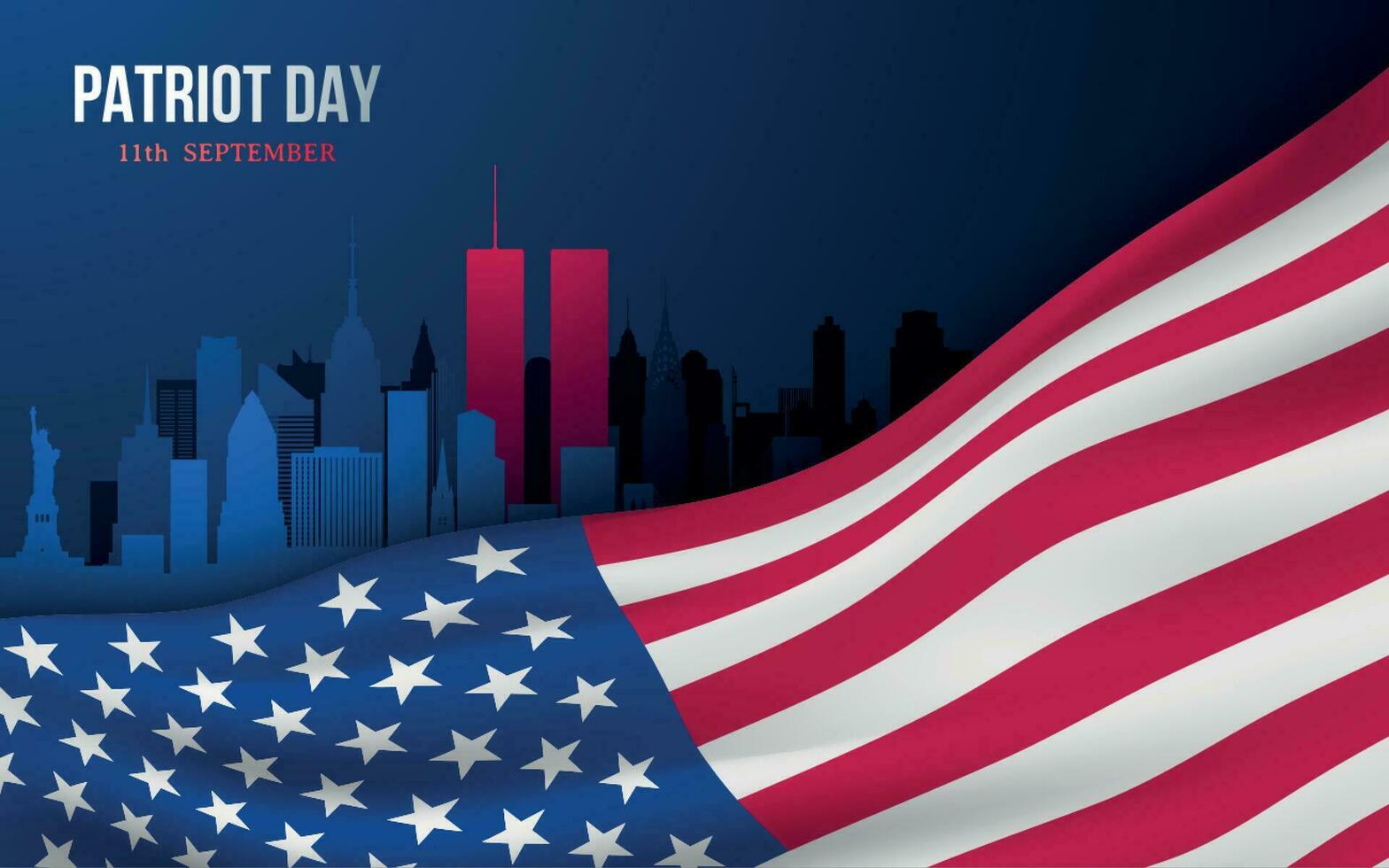 vector banier ontwerp sjabloon met Amerikaans vlag en nieuw york horizon voor patriot dag.