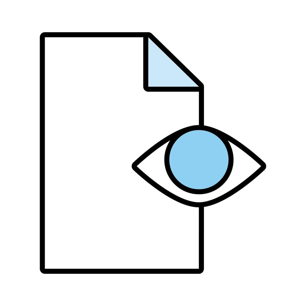 papieren document met ooglijn en opvulstijlpictogram vector