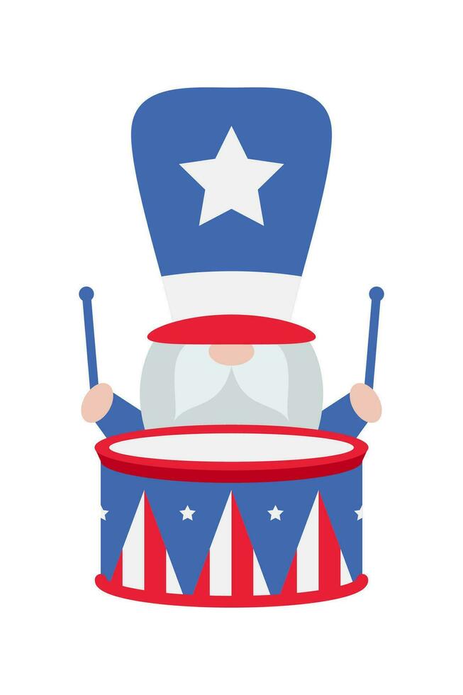 patriottisch kabouters illustratie. grappig kabouters in Amerika onafhankelijkheid dag kostuum carnaval. 4e van juli gnoom clip art is geschikt voor vieren van 4e van juli vector element ontwerp.