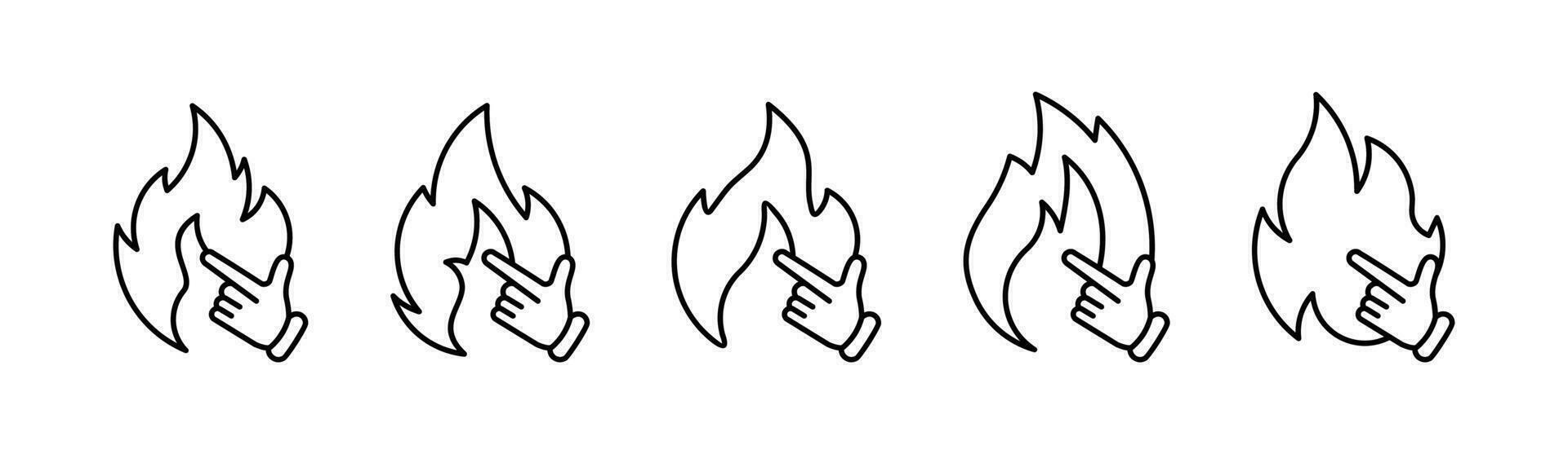 vlam van divers vormen vreugdevuur vector illustratie achtergrond Wit vuur vlak lijn pictogrammen reeks